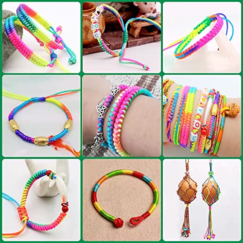 2 mm 330 Feet Satin Nylon Cord String for Jewelry Making Bracelet Necklaces Beading Thread Rattail Macrame Kumihimo Chinese Knot Craft - size: Rainbow