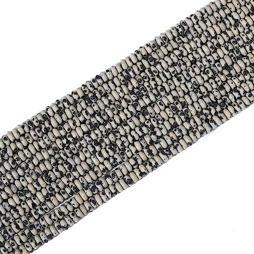 BEADIA Natural Dalmatian Disk Stone Beads 4x2mm 160pcs Rondelle Loose Semi Gemstone Beads for Jewelry Making Design - color: Dalmatian