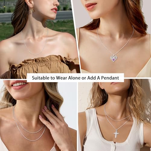 Jewlpire 18k Gold Plated 925 Sterling Silver Chain Necklace for Women, 1.1mm Cable Chains Necklace Thin & Dainty & Sturdy Women's Chain Necklaces, 14/16/17/18/20/22/24 Inches - color: 925 Sterling Silver, size: 20 Inch