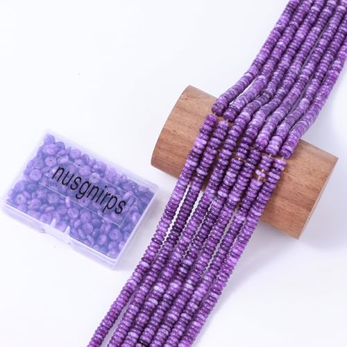 Natural Dark Amethyst Disk Stone Spacer Beads 6x2mm 38cm/str Flat Rondelle Loose Semi Gemstone Caps for Making Bracelets Necklace - color: Dark Amethyst