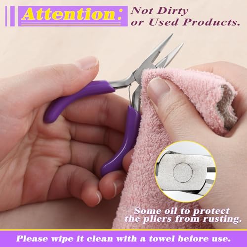 SPEEDWOX 3 Inches Chain Nose Pliers with Cutter, Purple, Jewelry Making Miniature Pocket Plier, Needle-Nose Pliers, Wire Cutters, Jewelry Pliers, Jewelry Making Tools - style: Chain Nose Pliers With Cutter
