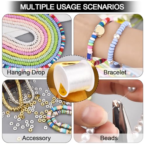 OBSEDE 1Roll/100m 0.6mm Crystal Thread Fibre Stretch Elastic Clear Cord Jewelry Beading String Fishing Line - size: 0.6mm