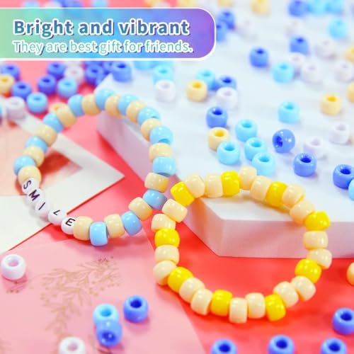 IOOLEEM Light Blue Pony Beads,1200pcs Beads for Bracelets Making & Hair braiding, Kandi Friendship Bracelets & Jewelry Making. - color: Light Blue