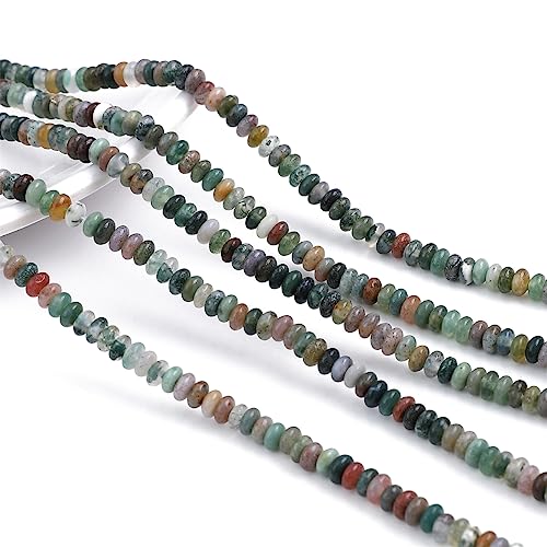 BEADIA Natural Indian Agate Spacer Beads Caps Rondelle Disk Loose Beads for Beading Jewelry Making 4mmx2mm 38cm - color: Indian Agate, size: Rondelle Disk 4mm x 2mm