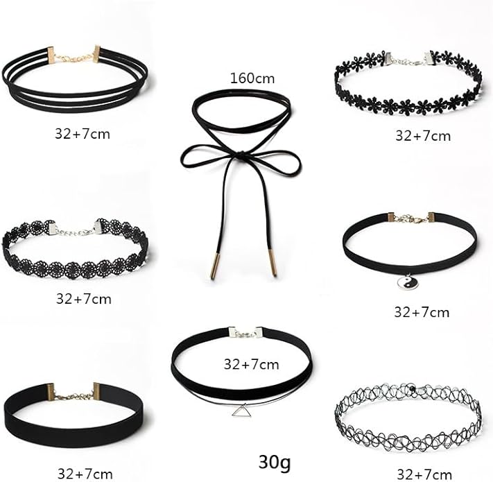 Gothic Black Velvet Choker Set for Womens Vintage Gothic Lace Vampire Choker Necklace Adjustable Layered Lace Chokers Halloween Jewelry