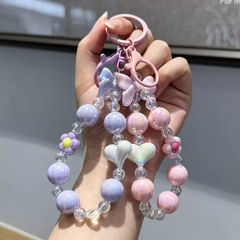16mm Acrylic Beads 100pcs Cute Colors Spacer Beads Loose Beads for DIY Crafting Necklace Bracelet Jewelry Making Keychain (Pink&Purple) - color: pink&purple