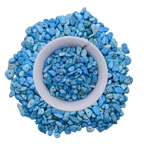 Amazing Gemstone Turquoise Pre Drilled Crystal Crushed Chips Beads for Bracelets Making, DIY Handmade Natural Healing Crystals (25 Inch Strand) - color: Turquoise
