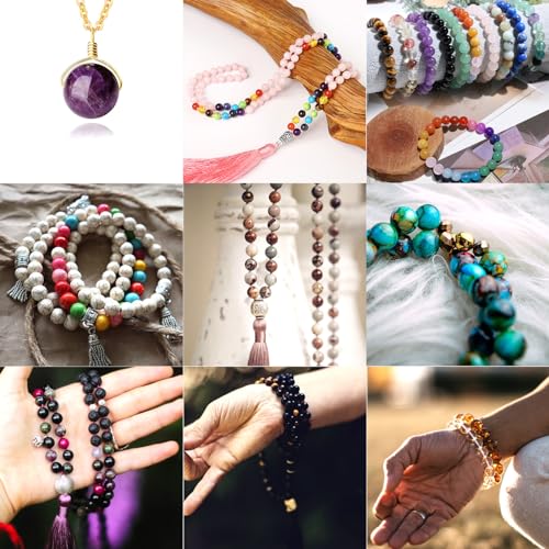 QINJIEJIE 60PCS Clear Crystal Beads 8mm Natural Stone Beads Round Loose Gemstone Bead for Bracelet Beading Crystal Jewelry Making DIY Necklace Earrings 0.32" - color: Clear Crystal, size: 60PCS