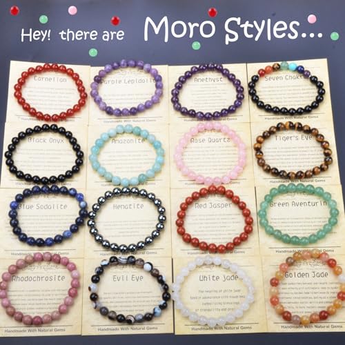 Natural Healing Gemstone Bracelet Handmade Yoga Stretch Elastic Bracelet Stress Relief Crystal Jewelry for Men and Women - color: Black Onyx (Positive Energy), size: 8mm