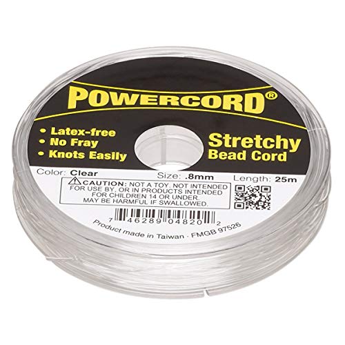 Powercord Elastic Cord Clear 0.8mm Diameter 27.3 Yards / 25 Meters