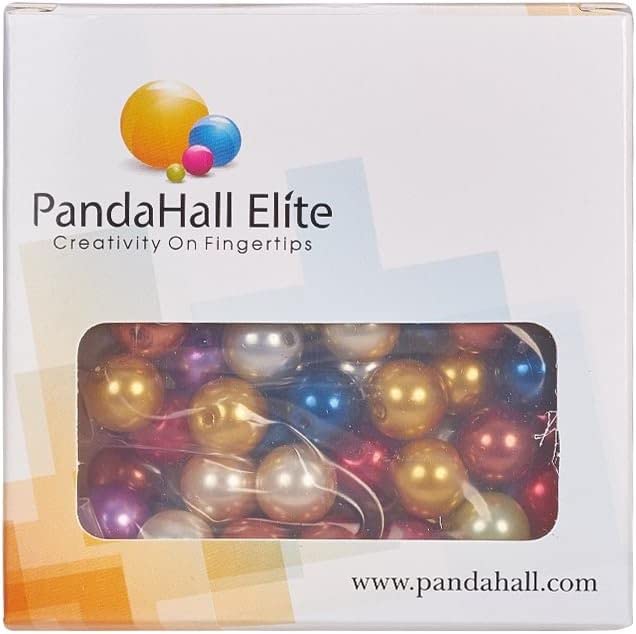 PH PandaHall 10mm Pearl Beads 100pcs Craft Pearls Satin Luster Faux Pearl Beads Mixed Round Glass Pearl Beads Dyed Loose Spacer Beads Pearlized Beads for Jewelry Necklace Craft Making Vase Fillers - size: 10mm