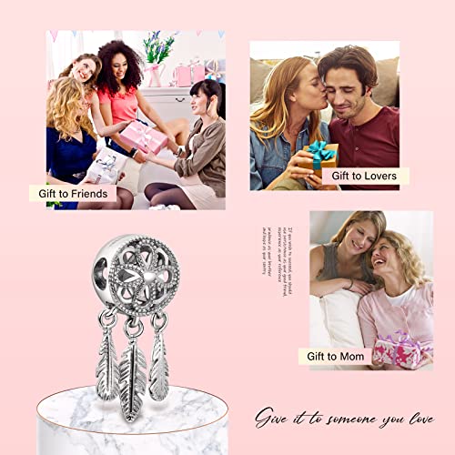 S925 Bead Dangle Charms for Bracelets Necklaces, Compatible with Pandora - style: Dreamcathcer Charm Silver