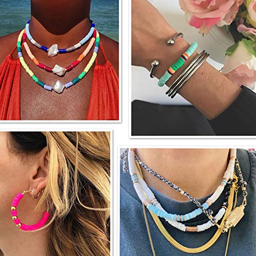 COIRIS 3400 Pcs Vinyl Heishi Beads Environmental Handmade Polymer Clay Spacer 6mm Disk Flat Beads for Surfer Chocker Necklace Bracelet Earrings Jewelry Making(RT-5 MIXC-6) - color: RT-5 MIXC-6