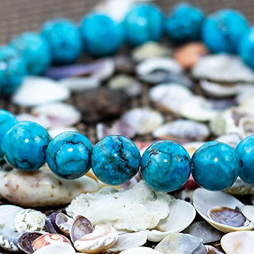 8mm Natural Gemstone Stretch Bracelet, Handmade Unisex Crystal Bracelets for Meditation, Yoga, Spiritual Healing & Positive Energy - color: Blue Magnesite Turquoise