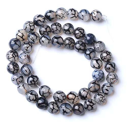 12MM 31PCS Natural Stone Black Dragon Vein Agate Beads for Jewelry Making DIY Bracelet - color: Black Dragon Vein Agate, size: 12mm