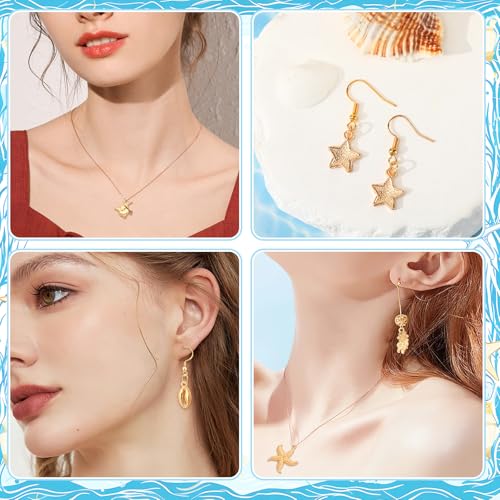 MARFOREVER 120 PCS Summer Beach Charms for Jewelry Making, Assorted KC Gold Ocean Life Sea Animal Charm Pendants Starfish Seashell Conch Charms for DIY Bracelet Necklace Earrings Making Crafting - style: Gold Sea