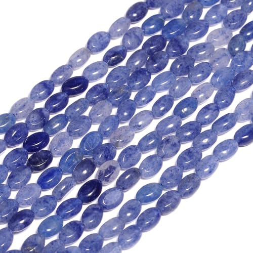 70pcs Natural Blue Aventurine Stone Beads,4x6mm Egg Shape Loose Gemstone Beads for Jewelry Making Design Earring Necklace - color: blue aventurine