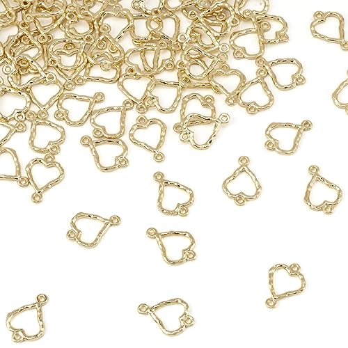 FASHEWELRY Golden Bow Connector Charms Bulk, Christmas Bowknot Link Charms, Infinity Links Geometric Hollow Bezel Pendants for Earring Bracelet Necklace Keychains Jewelry Making - color: Light Gold-Heart