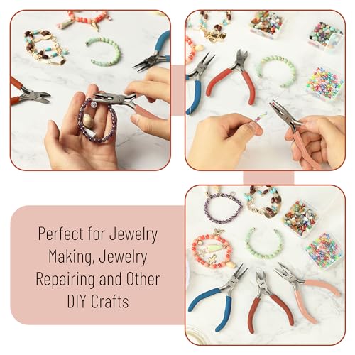 Mr. Pen- Pliers for Jewelry Making, 3 Pack, Chain Nose, Round Nose Pliers Set and Wire Cutter for Beading, Wire Wrapping, Jump Rings, Jewelry Repair, Crafting, DIY - color: Multicolor 1