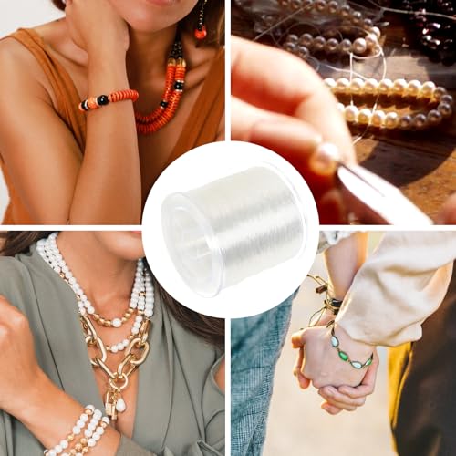Clear Elastic String for Bracelets,0.8 mm 607 Feet Jewelry Making Beading Thread, Transparent Stretchy Bracelet String