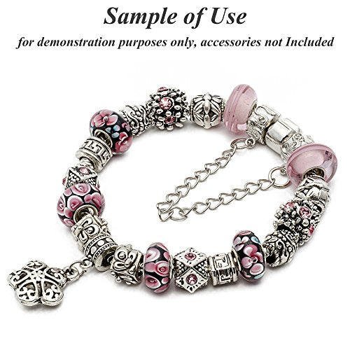 RUBYCA 5pcs 6.7" Silver Color Clasp European Snake Chain Charm Bracelet fit Charm Beads DIY - color: Silver, size: 17 CM