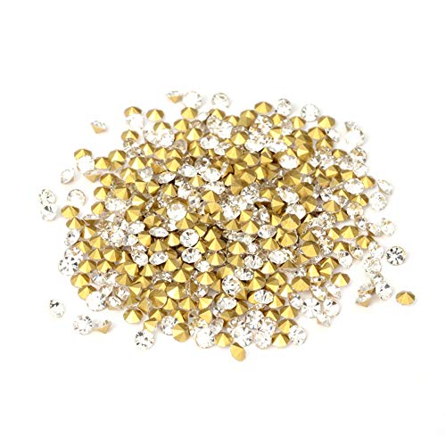 Fashewelry 6mm Glass Pointed Back Rhinestone 288Pcs Mini Crystal Diamante Gems Gold Plated Faceted Diamond Loose Stone for Nail Art Craft Replacing Jewelry - color: Clear, Golden Back, size: 6mm-glass