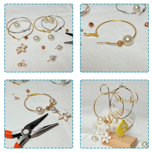 Hoop Earring Findings Stainless Steel Earrings Beading Round Earrings Hypoallergenic Hoop Earrings Open Beading Hoop for Jewelry Making DIY Crafts Art Creation (50mm) - color: 50mm
