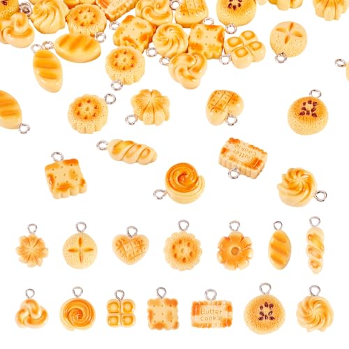 Craftdady Resin Plastic Miniature Food Snack Pendants Charms Ice Drink Juice Pendants Cute Bottle Fruit Keychain Charms Hang Ornament for DIY Craft Earring Bracelet Necklace Jewelry Making - color: Yellow Simulated Bread