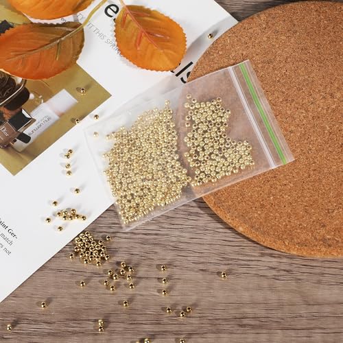 600pcs 2mm 18K Gold Filled Spacer Beads for Bracelets, Necklace, Earring - Seamless Tiny Small Gold Round Spacer Beads for Jewelry Making DIY Bulk Supply - size: 2mm-600pcs