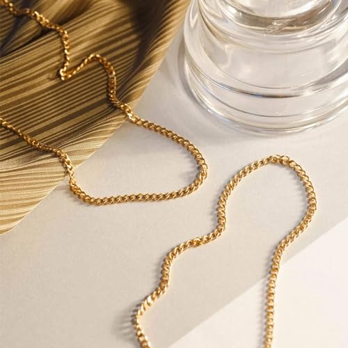 Kyutong 16.4 Feet Gold Plated Craft Chains for Jewelry Making Stainless Steel Curb Chain Roll for Women Men Necklace Bracelet DIY Supplies Findings - color: Gold Curb