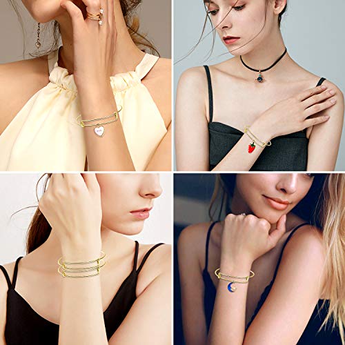 UPINS 60Pcs Gold Expandable Bangle Bracelets Adjustable Wire Blank Women Bracelets for DIY Jewelry Making - color: Gold