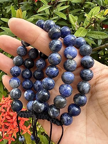 GAF TREASURES Grade A ++ Gemstone Round Bead Adjustable Bracelet 10mm, Genuine Crystal Bead Bracelet, Gift for Men & Women - color: Sodalite