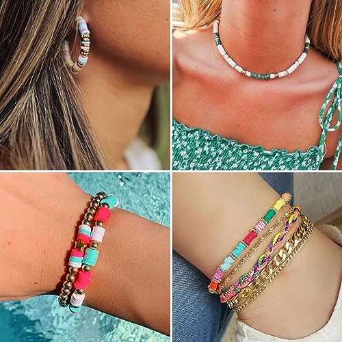 Friendship Bracelet Kit, 14,000pcs 48 Colors Bracelet Making Kit Clay Beads with Number Letter Bead Set Concert Merch Arts and Crafts Gifts for Kids Teen Girls Jewelry Making Supplies Bracelet Maker1 - color: Rainbow color