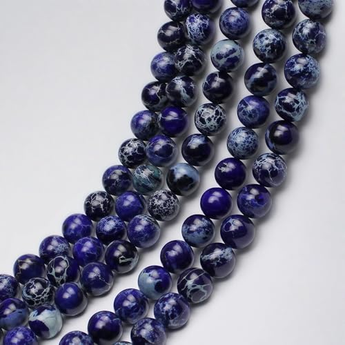MJDCB 6mm Dark Blue Imperial Jasper Gemstone Beads Round Loose Stone Bead for Jewelry Making Bracelets Necklaces - color: Dark Blue Imperial Jasper, size: 6mm