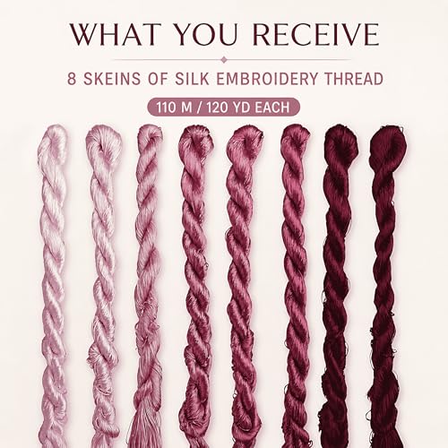 Natural 100% Silk Thread, Handmade Embroidery Thread Silk Floss 8 Colors 110m Each (80) - color: 80