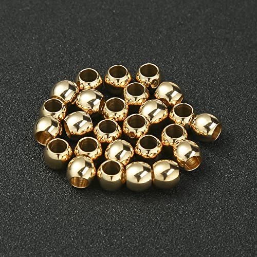 60 Pcs Gold Plated Stainless Steel Round Spacer Beads 4mm Hole, Seamless Loose Beads for DIY Bracelet Necklace Jewelry Making Findings 7mm - color: gold, size: 7*4mm