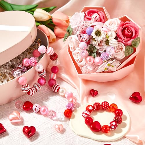 Huquary 100 Pcs 20mm Rhinestone Bubblegum Beads for Pens Mixed Crystal Resin Chunky Beads for DIY Craft Keychain Necklace Bracelet Jewelry Making(Sweet Color) - color: Sweet Style