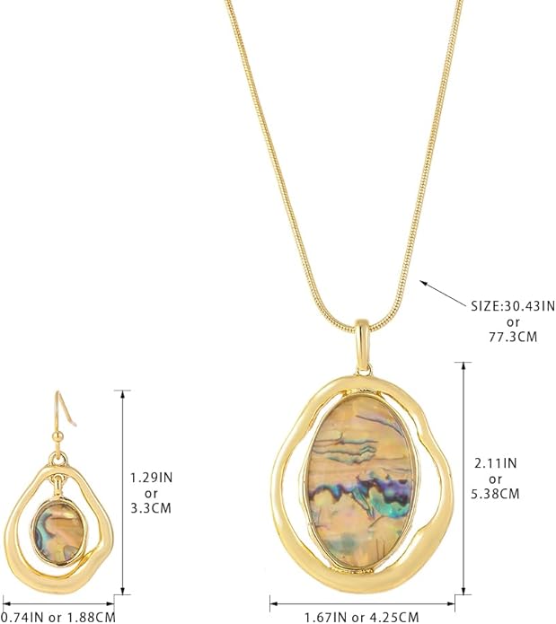Madison Tyler Gold Plated Jewelry Set for Women | Silver Teardrop Pendant Necklace Trendy | Long Necklace with Snake Chain | Fashion Dangle Earring Set