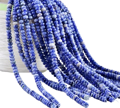 Rondelle Beads for Jewelry Making 5x8mm Natural Stone Beads 1 Strand 15.5inch Lentil Spacer Beads Rondelle Gemstone Bead Semi-Precious Stone Bead for Bracelet Necklace Crafts Blue Sodalite Bead - color: Blue Sodalite Beads