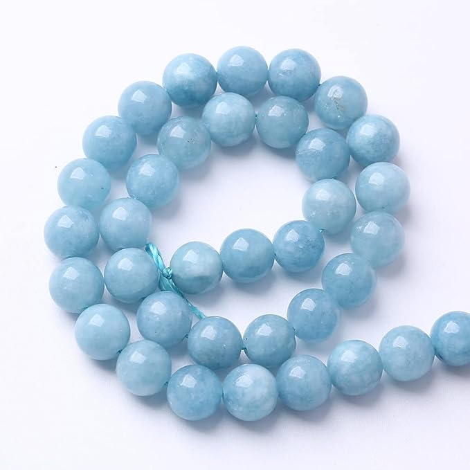 90pcs 4mm Natural Blue Chalcedony Jades Beads for Jewelry Making Aquamarine Jades Energy Stone Healing Beads DIY Bracelet Necklace 15" 1 Strand (Blue Chalcedony Jades, 4mm)