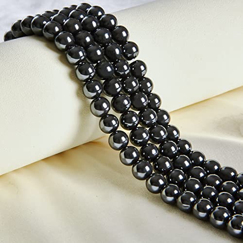 45pcs 8mm Black Hematite Beads Natural Gemstone Beads Round Loose Beads for Jewelry Making - color: Black Hematite, size: 8mm