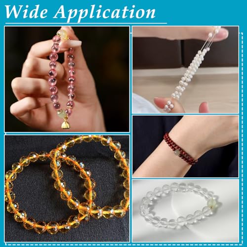 PH PandaHall 502Yards Stretchy String for Bracelets 2 Rolls 0.2mm Elastic Bracelet String Flat Beading Thread Jewelry String Thin Elastic Cord for Bracelet Necklace Jewelry Making, White - size: 0.2mm