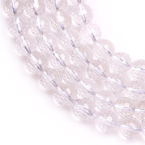 JOE FOREMAN 8mm White Clear Quartz Semi Precious Gemstone AAA Grade Faceted Loose Beads for Jewelry Making DIY Handmade Craft Supplies 15" - color: 8mm/faceted white clear quartz