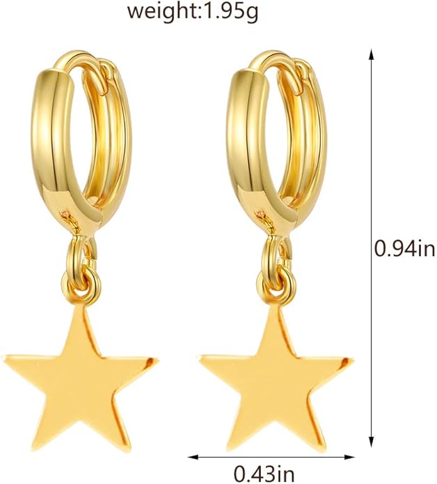 XYJZXY Gold Huggie Small Hoop Earrings with Charm Personalized Snake/Evil Eye/Star/Cross/Lock/Key 18k Gold Plated Crystal Drop Dangle Earrings for Women