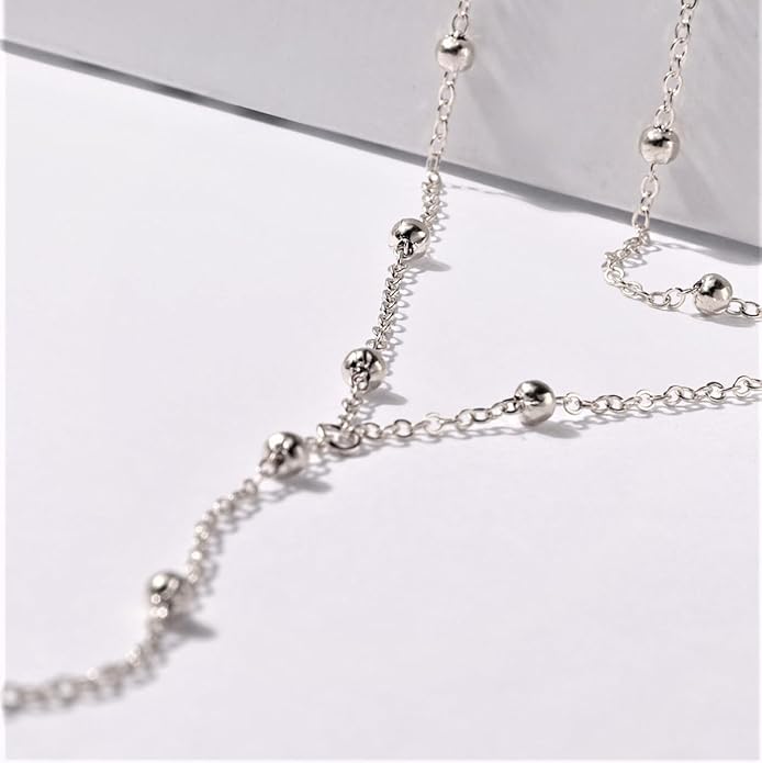 Lariat Gold Necklace for Women Dainty Long Necklace 14k Gold Plated/Silver Y-Shaped Pendant Drop Chain Trendy Layered Pearl/Beaded/CZ Necklaces Simple Gold Jewelry For Women Gift