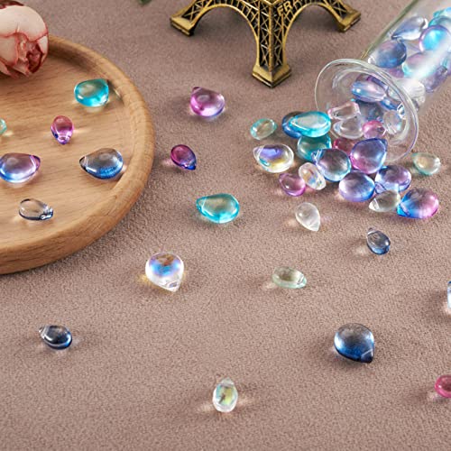 Craftdady 100Pcs Glass Teardrop Beads 10 Colors Transparent Water Drop Top Drilled Glass Crystal Loose Beads Charms for DIY Jewelry Crafts Making - color: 10 Colors, 6~9x9~12mm