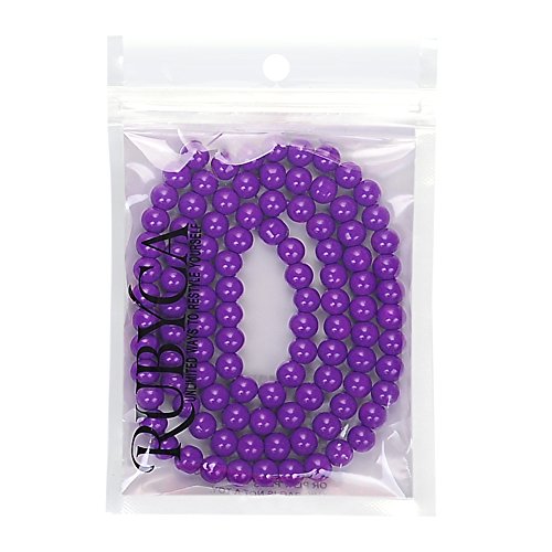 RUBYCA Round Opaque Painted Druk Czech Glass Beads Bulk Jewelry Making Supplies Strand (Purple, 4mm) - color: Dark Purple, size: 4mm