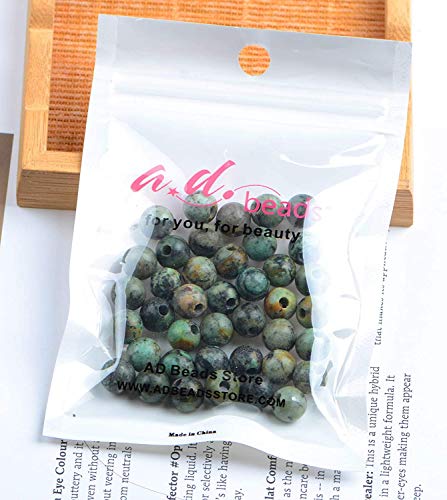 AD Beads Natural Gemstone 8mm Round Loose Beads Big Hole 2.5mm Sized 40pcs (African Turquoise) - color: African Turquoise