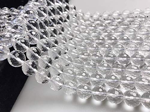 JM Design Clear Quartz Crystal Faceted Round Loose Gemstone Beads Size 3mm 15.5" Strand for Jewelry Making - size: 3mm