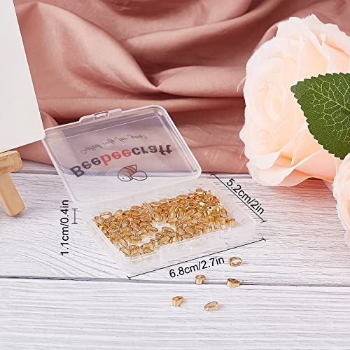 Beebeecraft 100Pcs Necklace Charm Clasp 18K Gold Plated Pinch Clip Clasp Bail Charm Metal Pendant Clasps Connectors Bails for Jewelry Making, 0.16x0.24 Inch Small - color: Golden#4